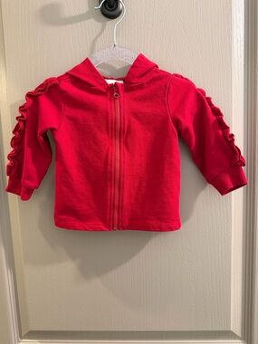 First Impressions Bright Red Ruffle-Sleeve Zip Hoodie